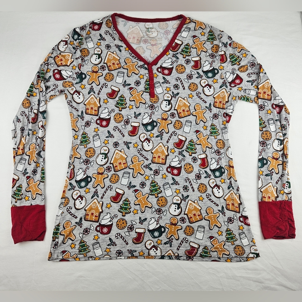 Little Sleepies Bamboo Long Sleeve Holiday Christmas Women Small Pj Top